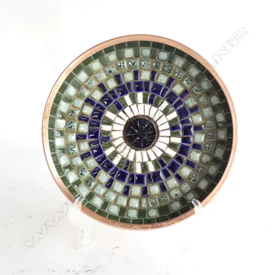 JOHN CRICHTON TILED DISH COPPER BACK dia. 170mm LABELLED