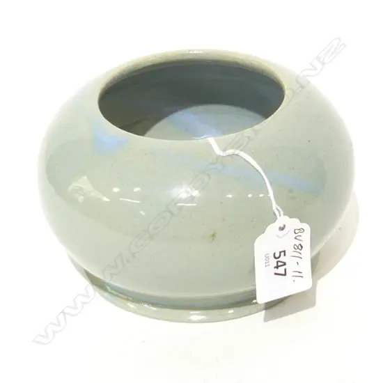 LUKE ADAMS POTTERY SQUAT VASE PALE BLUE Dia.135mm illegible mark