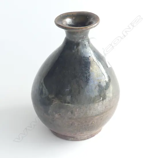 OLD CHINESE POTTERY VASE TENMOKU GLAZE 240mm