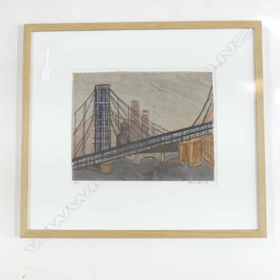 DAWN LEVY 'BRIDGES' PRINT 3/7 SIGNED & DATED 84 310x385mm