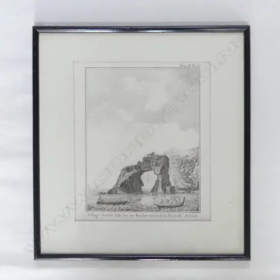 JOHN JAMES BARRALET 18thC COPPERPLATE ENGRAVING - VIEW OF ARCHED ROCK TOLAGA BAY 220x190mm 