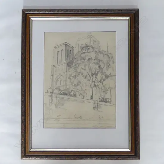 JOHN WEEKS - GRAPHITE 'NOTRE DAME - PARIS 290 X 220MM