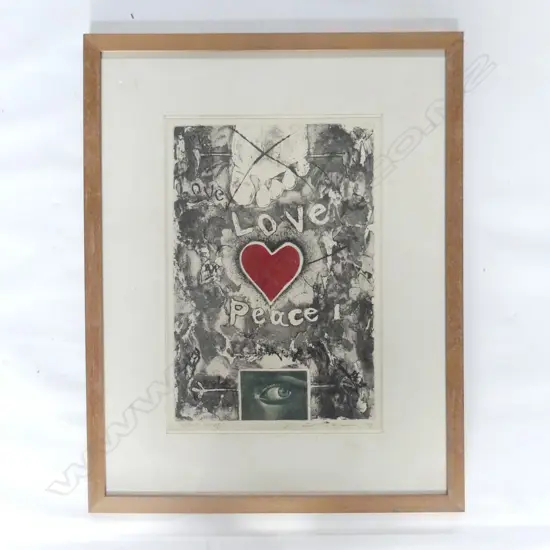 SIGNED JAPANESE PRINT 'LOVE PEACE' ARTISTS PROOF 370x250mm