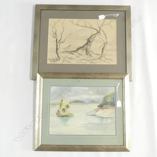 2 GRACE BURGESS' W/COLOURS, SIGNED & DATED 1964, (390 x 260mm) & 1967 (350 x 250mm)