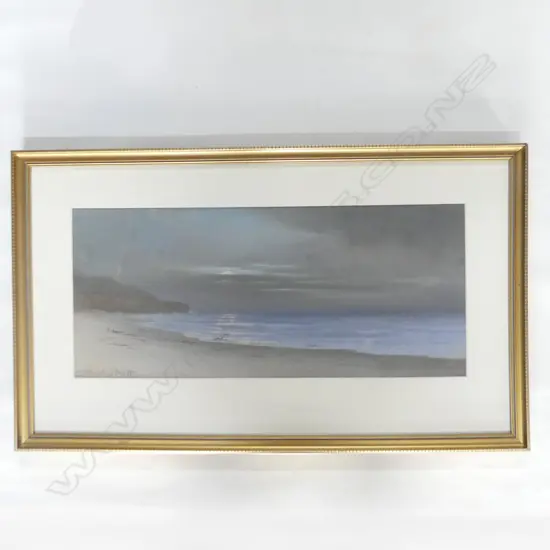 J D PERRETT NOCTURNE SEASCAPE PASTEL 230 X 520MM