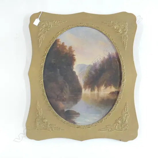 COLONIAL WANGANUI RIVER OIL IN GOLD FRAME 660x550mm overall