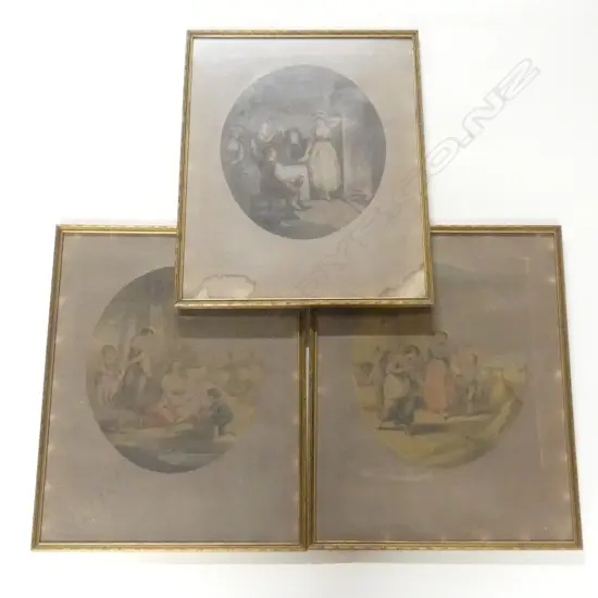 3 ANTIQUE FRAMED BARTOLOZZI ENGRAVINGS, AFTER THE PAINTING BY W.HAMILTON JUNE/JULY & DEC 480 X 360MM