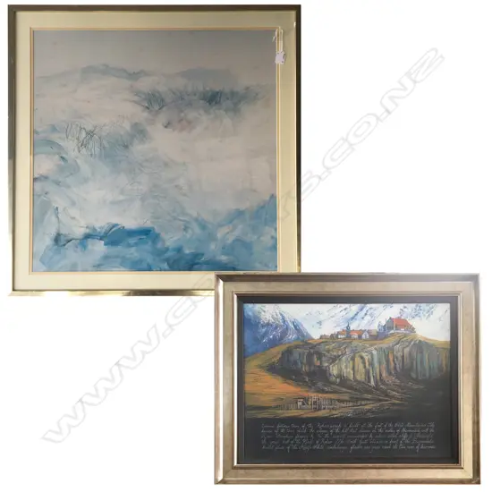 2 FRAMED NZ PRINTS, JACKIE ADDENBROOKE (310 x420mm) & MARTHA MARGULIS PRINT (640 x 640mm)