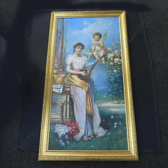 LGE REPRODUCTION OIL ON CANVAS - HANS ZATZKA 'SPRING SONG' 1190x590mm