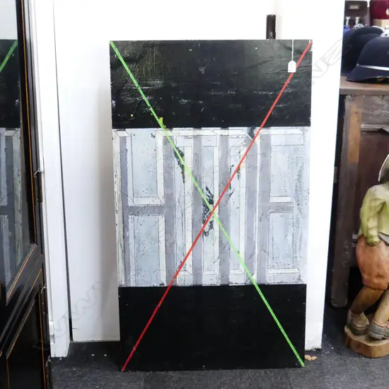 ARTIST UNKOWN ACRYLIC ON BOARD HIDE SIGNED AND DATED "14  1140  X 650 MM