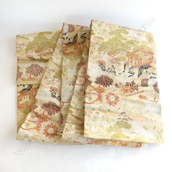 TRADITIONAL JAPANESE SILK WOVEN OBI SASH - AUTUMN TONES