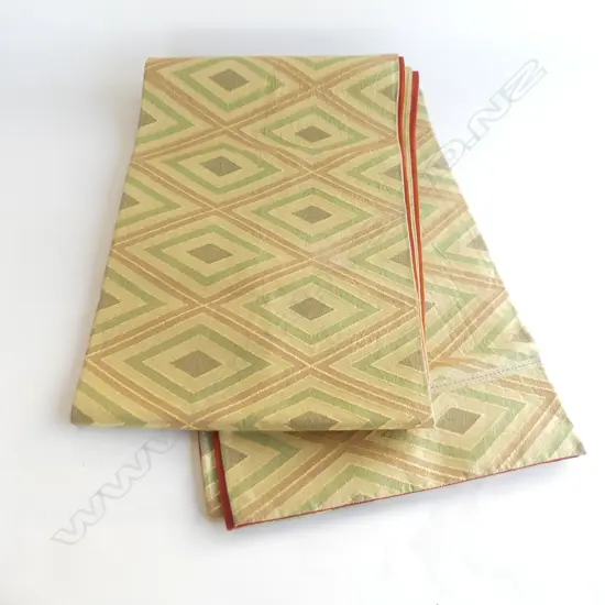 TRADITIONAL JAPANESE SILK WOVEN OBI SASH - GEOMETRIC PATTERN
