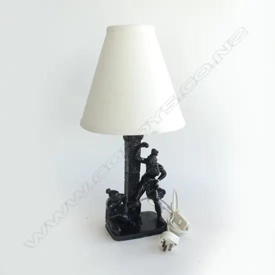 BLACK RESIN AFRICAN LAMP H.500mm