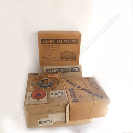 SELECTION OF VINTAGE SHOP BOXES (includes James Smith Ltd, etc)