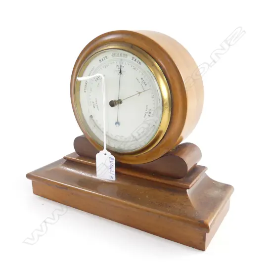 ANTIQUE WALNUT MANTLE BAROMETER / THERMOMETER H.205mm