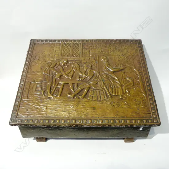 BRASS EMBOSSED FIRESIDE BOX L 380MM