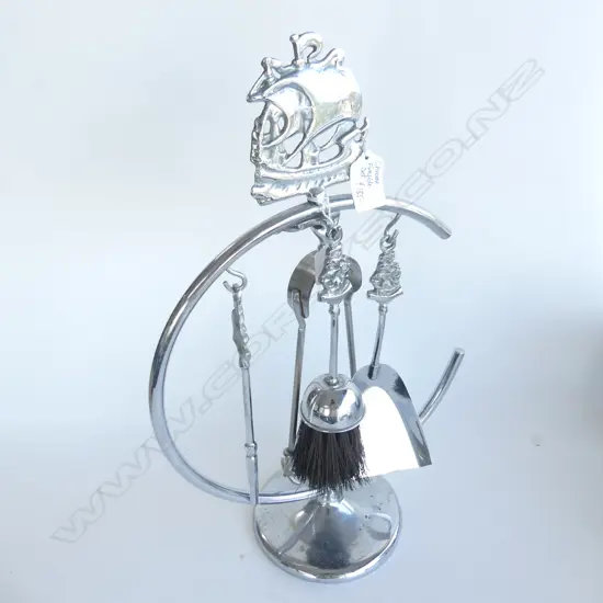 DECO FIRESIDE SET; 4 TOOLS & CHROME STAND H.500mm
