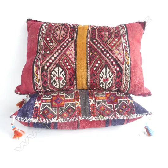 2 OLD KELIM CUSHIONS. 650x400mm  550x300mm