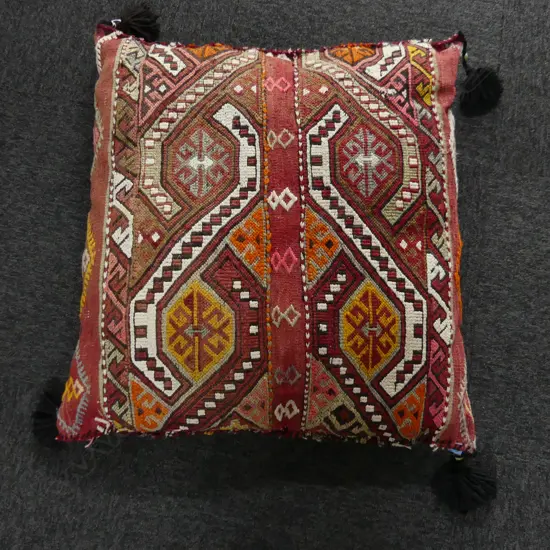 LGE PERSIAN KELIM COVERED CUSHION SOFT RED TONES ETC 600 X 650mm