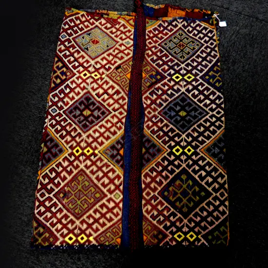 OLD PERSIAN KELIM COVERED GRAIN BAG GEOMETRIC 105 x 730mm