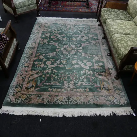 LGE MACHINE KNOTTED GREEN RUG 2650x1700mm