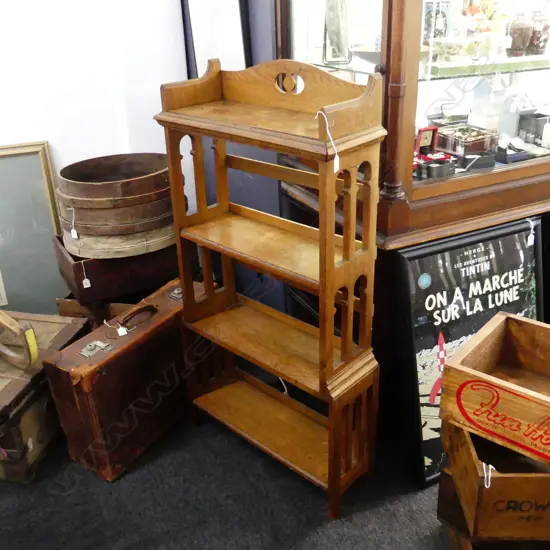 4 TIER ARTS & CRAFTS OAK BOOKCASE 640x240x1250mm