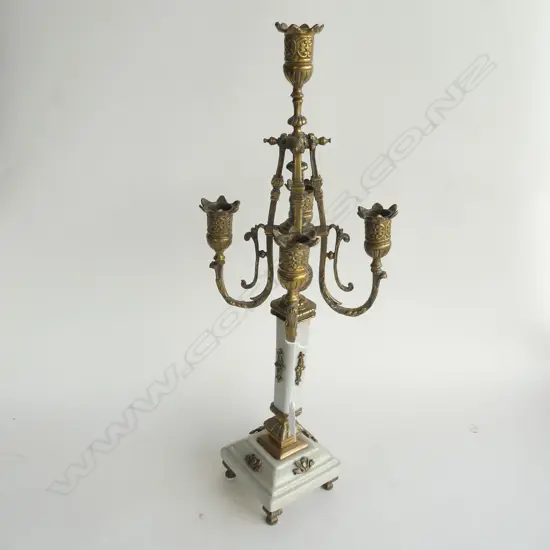 TALL CERAMIC & BRASS CANDELABRA H.520mm