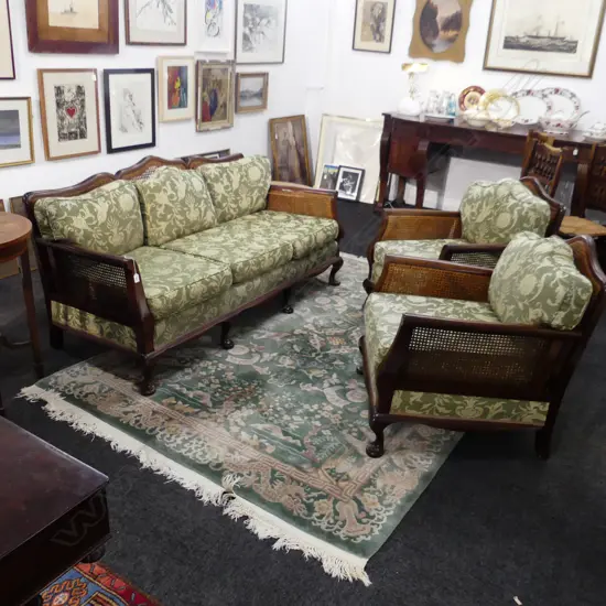 3 PCE BERGERE SUITE; SOFA W. 1730mm & PR ARMCHAIRS