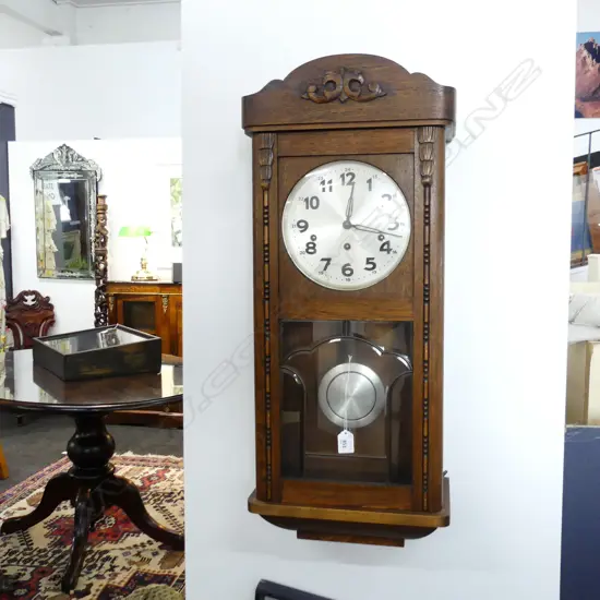 EARLY 20th OAK WALL CLOCK H.780mm