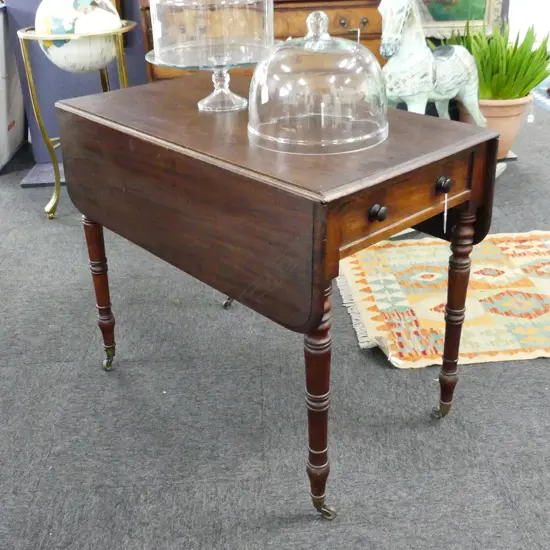 GEORGE III MAHOGANY DROP SIDE TABLE 500x900x730mm