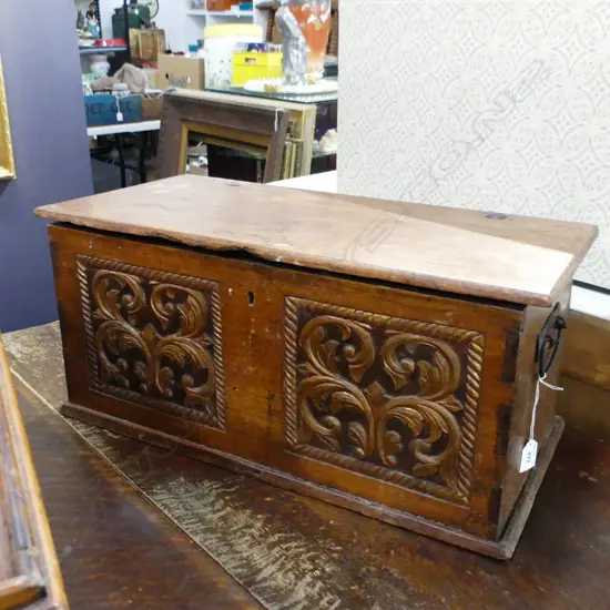 CARVED WOODEN BOX W.610mm