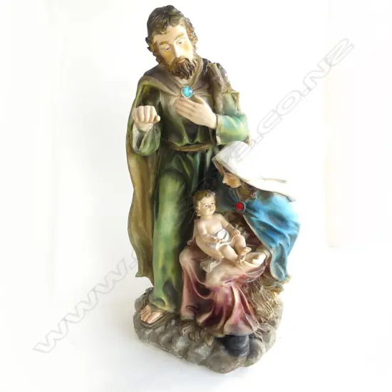 LG RELIGIOUS STATUE OF JOSEPH, MARY & BABY JESUS, H. 760MM (A/F)