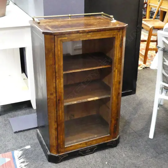 VICTORIAN BURR WALNUT MUSIC CABINET, WITH KEY 555 X 370 X 920MM