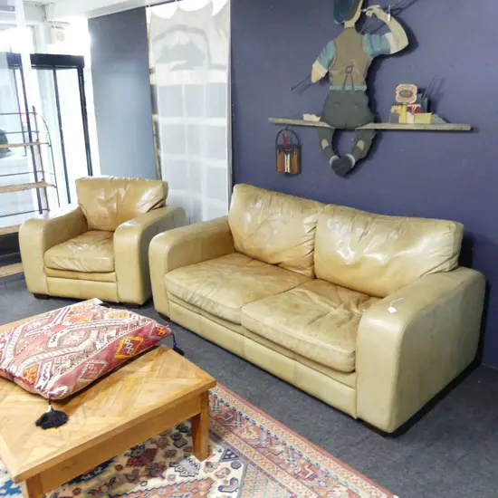 HALO NZ LEATHER SUITE; SOFA W.2000mm + ARMCHAIR