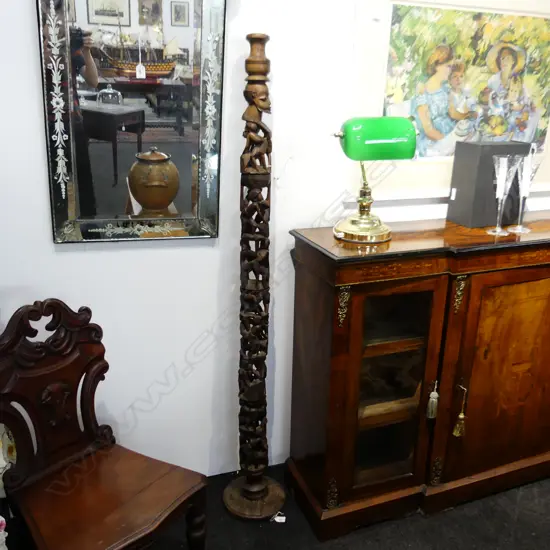 EBONY CARVED AFRICAN SCULPTURE IN 4 PARTS, TOTAL L APPROX 1600MM