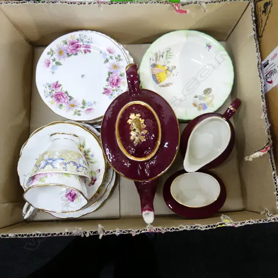 BOX ASST CHINA INCL ROYAL ALBERT, WADE TEASET ETC..