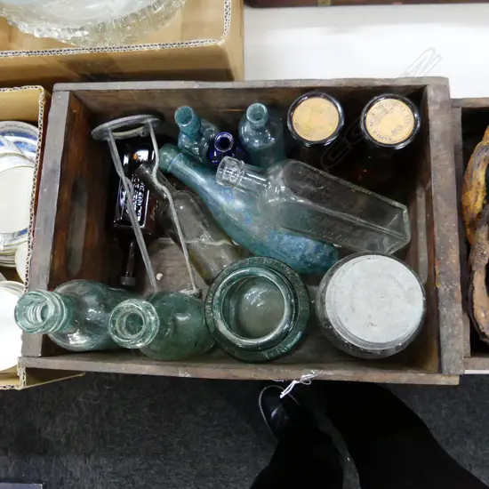 OLD BOX VINTAGE GLASS BOTTLES 