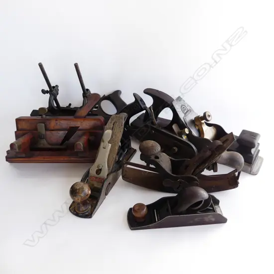 BOX LOT ASST. WOODEN PLANE TOOLS ETC