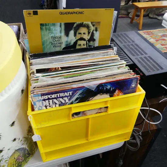 BOX LOT ASST. RECORDS; JOHNNY CASH / BEACH BOYS / ELVIS ETC