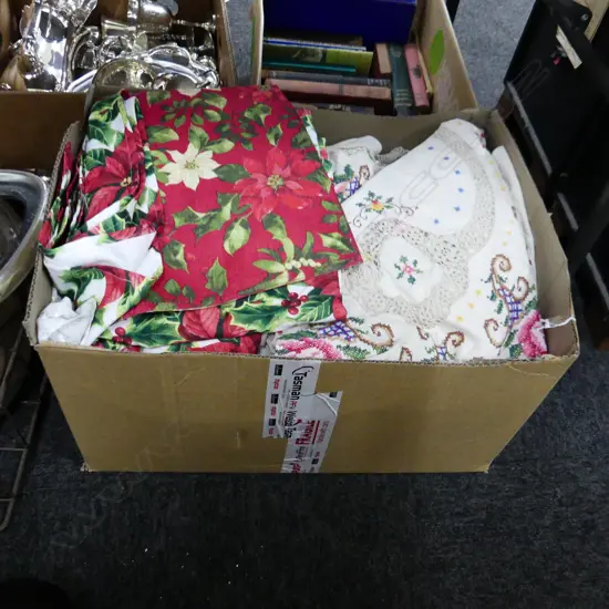 LG BOX LOT ASST VINTAGE  LINEN