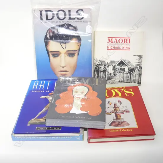 SIX ASST BOOKS:  FASHION, NZ ART, MAORI, POP ART, TOYS