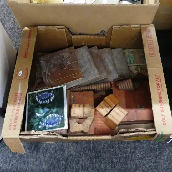BOX LOT ASST. OLD TILES