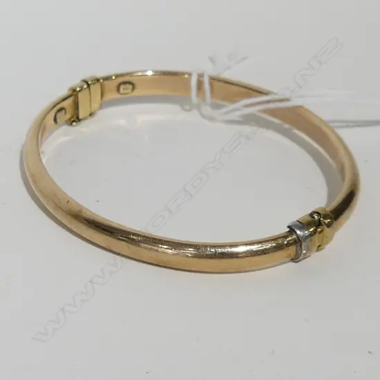 9CT ON SILVER BANGLE