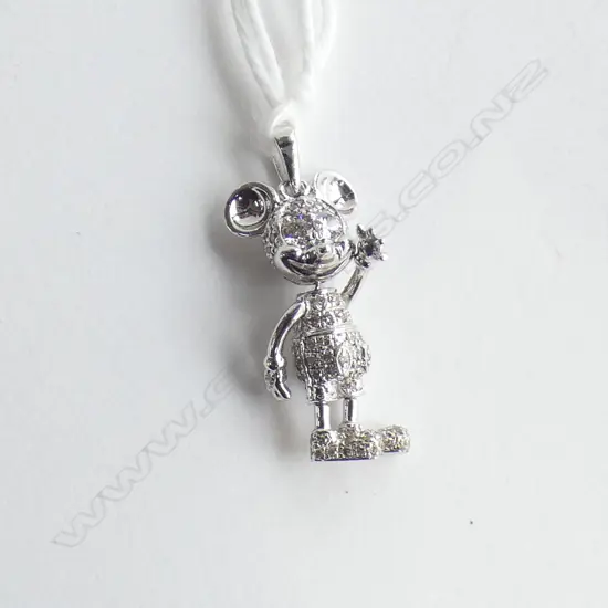 9CT WHITE GOLD AND DIAMOND MICKEY MOUSE CHARM 0.43ct TDW