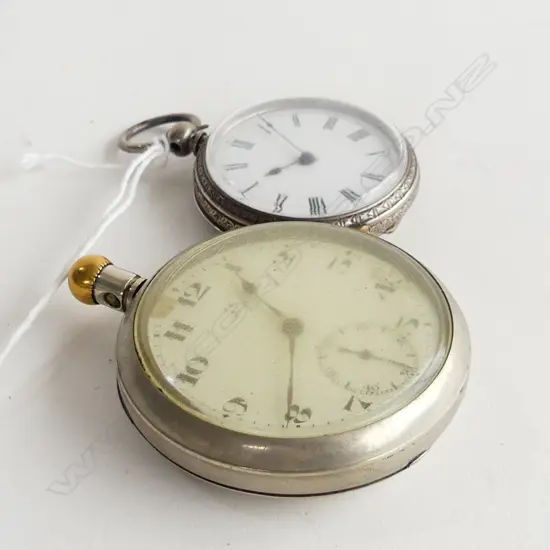 2 POCKET WATCHES; SILVER & OMEGA 