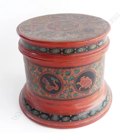 LGE LIDDED ORIENTAL LACQUER CONTAINER H.180mm 225mm dia