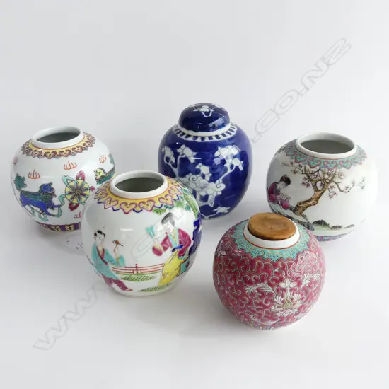 5 ORIENTAL GINGER JARS H.100mm