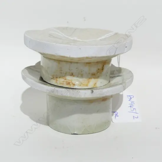 PR CHINESE SONG YINGQING PORCELAIN CUP BASES / FOOTED COASTERS 80mm dia