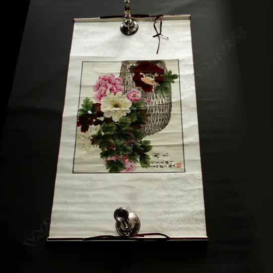 CHINESE PEONY SCROLL 600x500mm image size