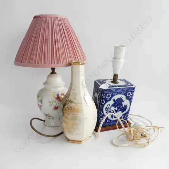 2 CERAMIC LAMPS AF + VASE H.250mm